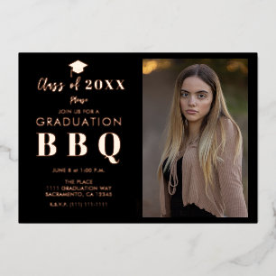 Rose Gold und schwarze echte Folie Abschlussfeier Folieneinladung
