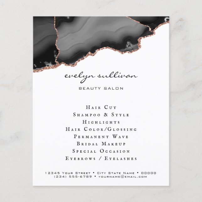 Rose Gold und schwarzer Achat Flyer (Vorne)