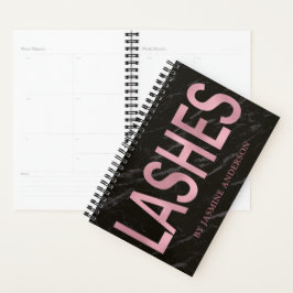 Rose Gold und schwarzer Marmor Lashes Planer