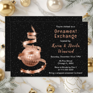 Rose-Gold- und schwarzer Weihnachtsbaum-Schmuck-Au Einladung