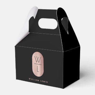 Rose Gold und schwarzes Monogramm Modern Minimalis Geschenkschachtel