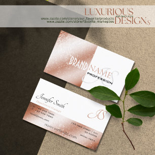 Rose Gold und Stars aus Weißem Glitzer Elegantes M Visitenkarte