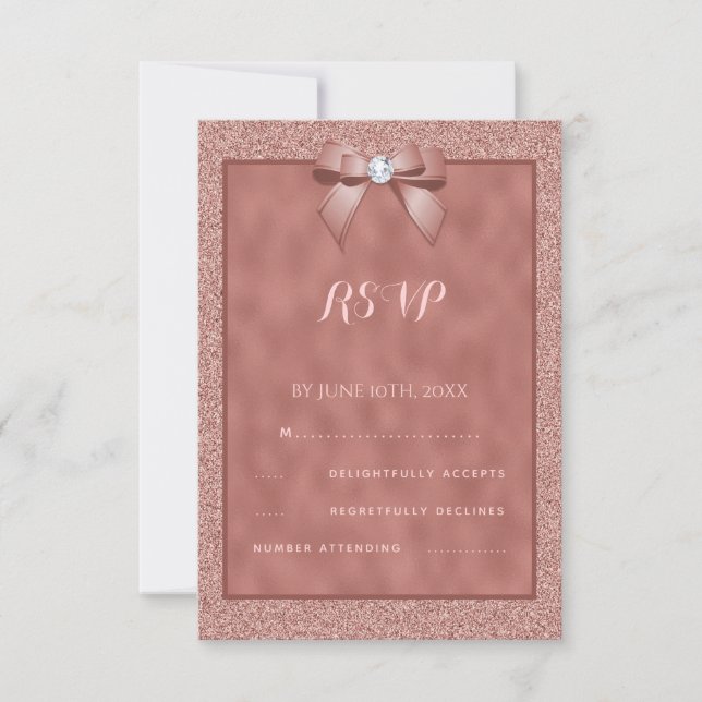 Rose Gold und stilvoller Glitzer RSVP Karte (Vorderseite)