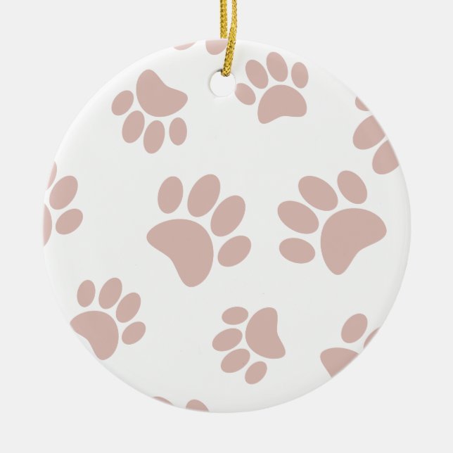 Rose Gold und Weiß Dog Muster Keramik Ornament (Vorne)