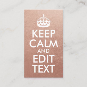 Rose Gold und Weiß Keep Calm und Text bearbeiten Visitenkarte