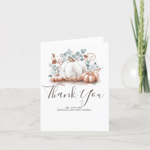 Rose Gold und weiße Kürbisse Herbst-Hochzeit Danke