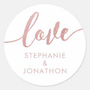 Rose Gold und weiße Liebe Script Name Bevorzugung Runder Aufkleber