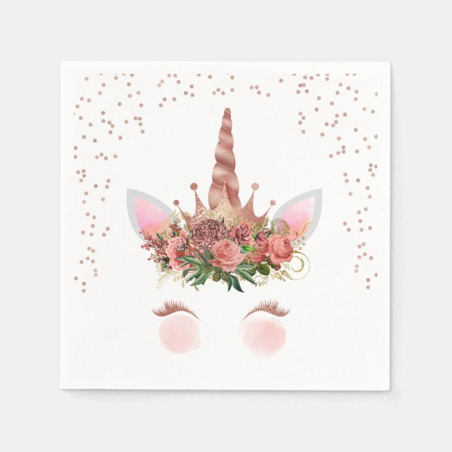 Rose Gold Unicorn Princess Serviette (Vorderseite)