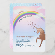 Rose Gold Unicorn Regenbogen Glitzer Magischer Geb