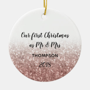 Rose Gold Unsere erste Weihnachtsfrau Mr. & Mrs. C Keramik Ornament