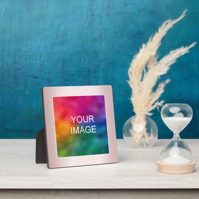 Rose Gold Upload Your Photo Image Logo Easel Fotoplatte (InSitu)