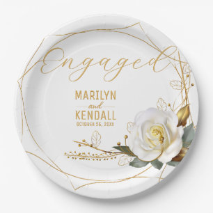 Rose Gold Verlobung Pappteller