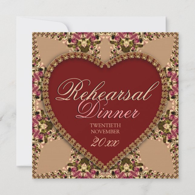 Rose Gold Vintag Lace Probe Dinner Einladung (Vorderseite)