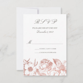 Rose Gold Vintage Blumen-RSVP-Karte RSVP Karte