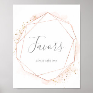 Rose Gold Wasserfarbe Geometrische Hochzeitsgunst Poster