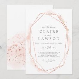 Rose Gold Wasserfarbe Geometrische Lässige Hochzei Einladung