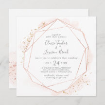 Rose Gold Wasserfarbe Geometrische Square Hochzeit