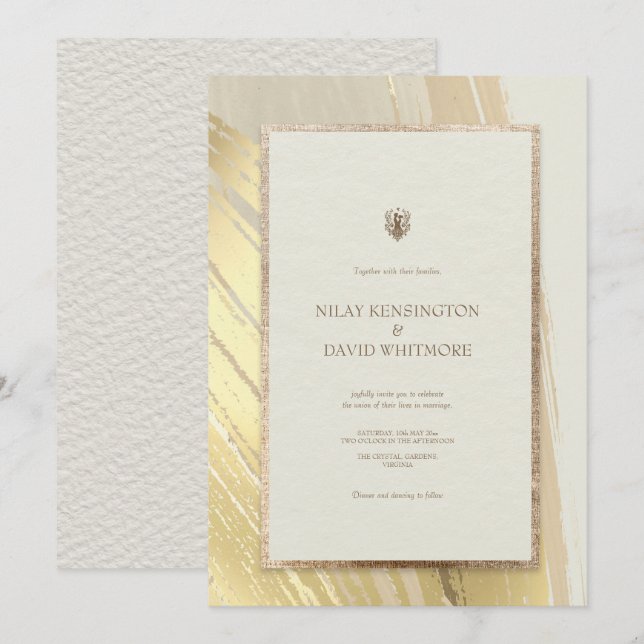 Rose Gold Wasserfarbe Pinselstriche Einladung Hoch (Vorne/Hinten)