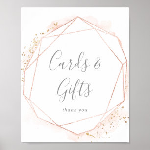 Rose Gold Wasserfarben Geometrische Karten und Ges Poster