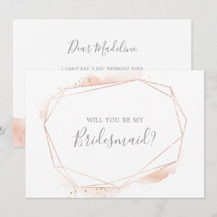 Rose Gold Watercolor Bridesmaid - Vorschlagskarte Einladung