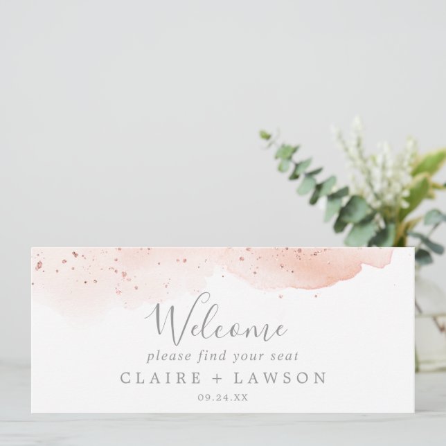 Rose Gold Watercolor Hanging Seekartenheader (Stehend Vorderseite)
