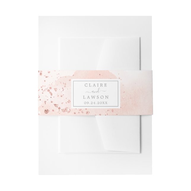 Rose Gold Watercolor Hochzeit Einladungsbanderole (Vorderseite Beispiel)