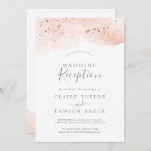 Rose Gold Watercolor Hochzeitsempfang Einladung