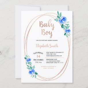 Rose Gold Watercolor Rose Baby Einladung
