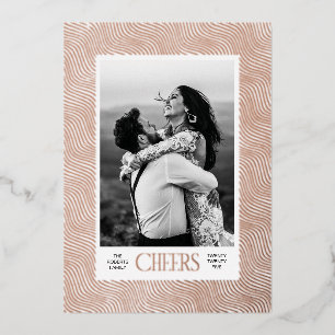 Rose Gold Wavy Lines Etted Border New Year Folien Feiertagskarte