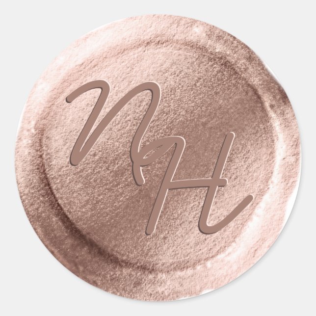 Rose Gold Wax Siegel Initials Umschlag Aufkleber (Vorderseite)