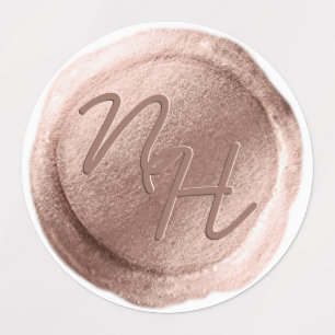Rose Gold Wax Siegel Initials Wedding Monogram Etiketten