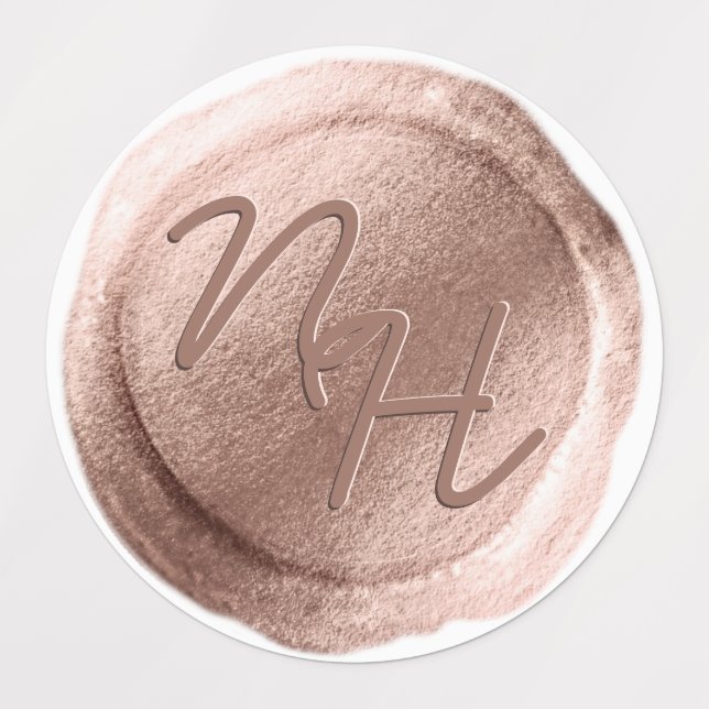 Rose Gold Wax Siegel Initials Wedding Monogram Etiketten (Design 1)
