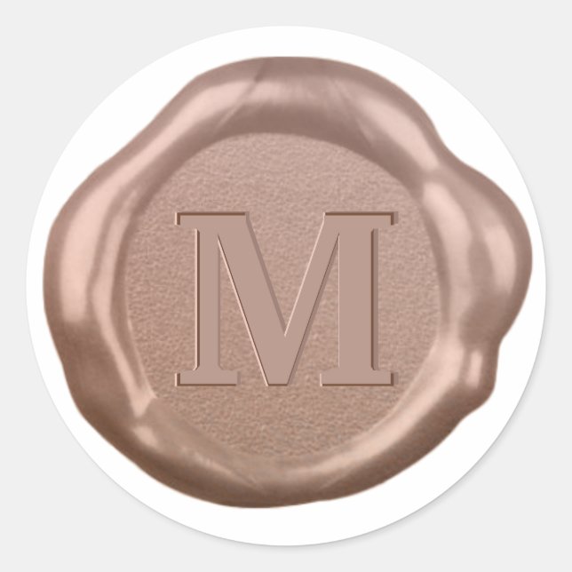 Rose Gold Wax Siegel Sticker Monogramm, (Vorderseite)