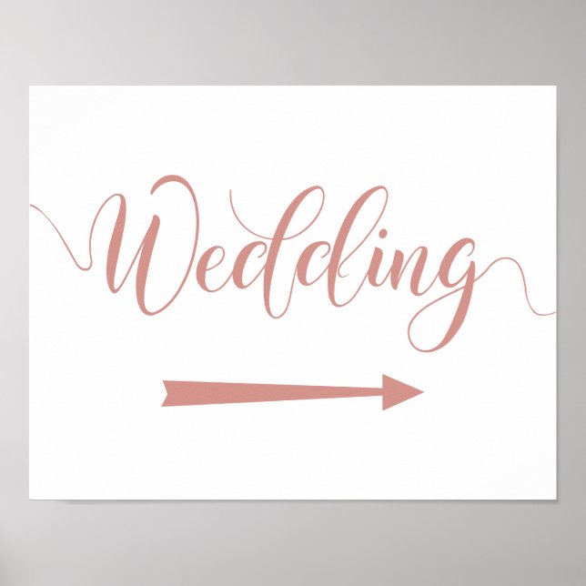 Rose Gold Wedding Arrow Sign Right Direction Poster (Vorne)