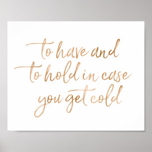 Rose Gold Wedding Blankets 8x10 Zeichen Poster