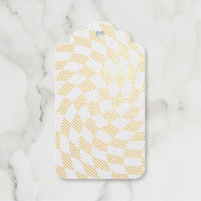 Rose Gold Wedding Collection Karo überprüft Geschenkanhänger (Vorderseite)