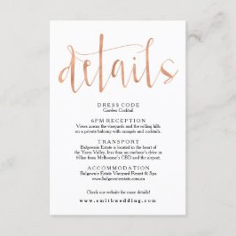 Rose Gold Wedding Details Info Card Begleitkarte