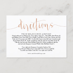 Rose Gold Wedding Directions Info Card Begleitkarte