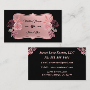 Rose Gold Wedding Event Planner Business Card Visitenkarte
