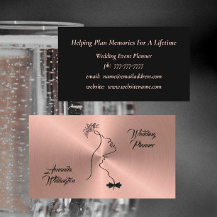 Rose Gold Wedding Event Planner Business Card Visitenkarte