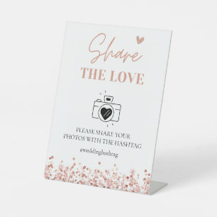 Rose Gold Wedding Hashtag Die Liebe teilen Sockelschild