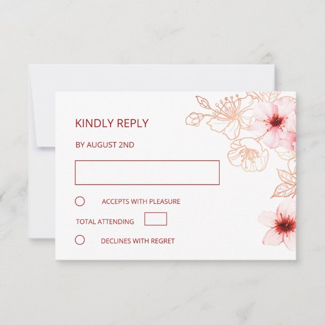 Rose Gold Wedding RSVP Karte (Vorderseite)