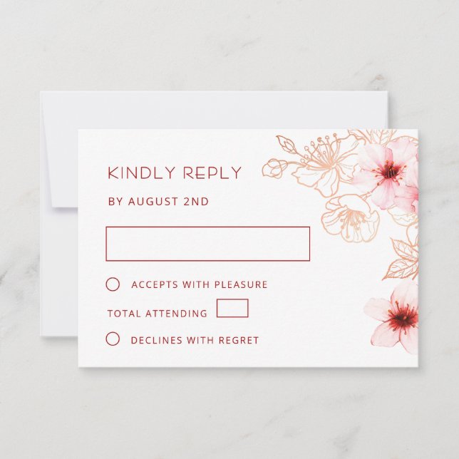 Rose Gold Wedding RSVP Karte (Vorderseite)