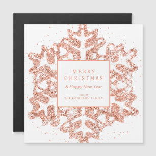 Rose Gold Weihnachten Glitzer Snowflake Corporate Magnetkarte