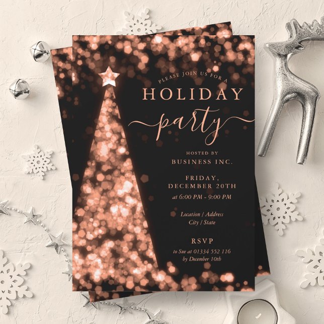 Rose Gold Weihnachtsbaum Company Feiertag Party Einladung (Rose Gold Christmas Tree Company Holiday Party Invitation)