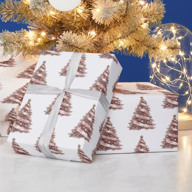 Rose Gold Weihnachtsbaum Geschenkpapier (Feiertage)