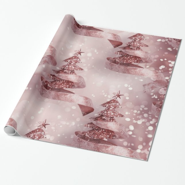 Rose Gold Weihnachtswrapping Paper Geschenkpapier (Ungerollt)