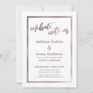 Rose Gold & Weiß Feiert mit uns Typography Einladung
