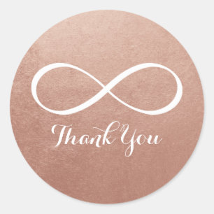 Rose Gold Weiß Infinity Symbol Danke Runder Aufkleber