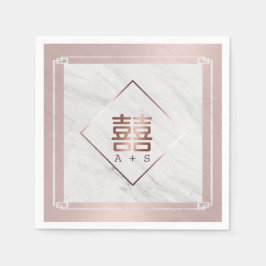 Rose Gold & Weiß Marmor Moderne chinesische Hochze Serviette